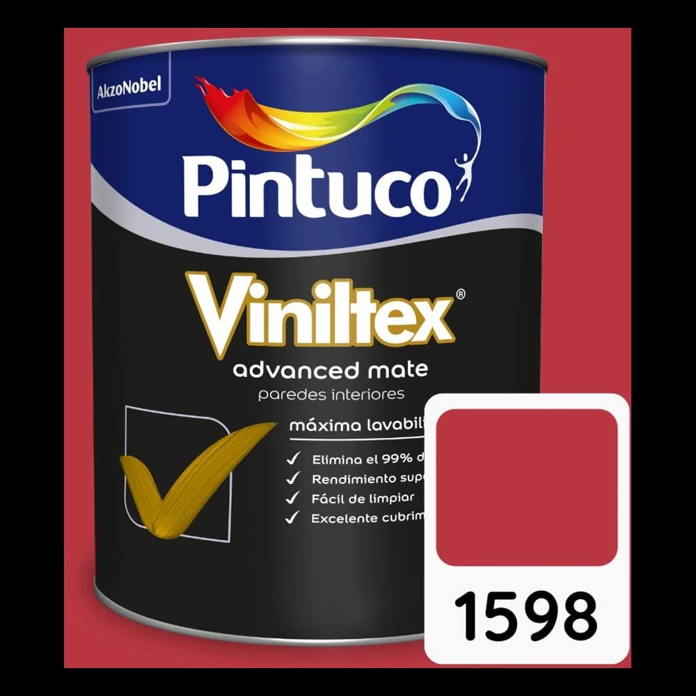 Pintura Viniltex Advanced Rojo atrevido 1598 Galón 3.79 L