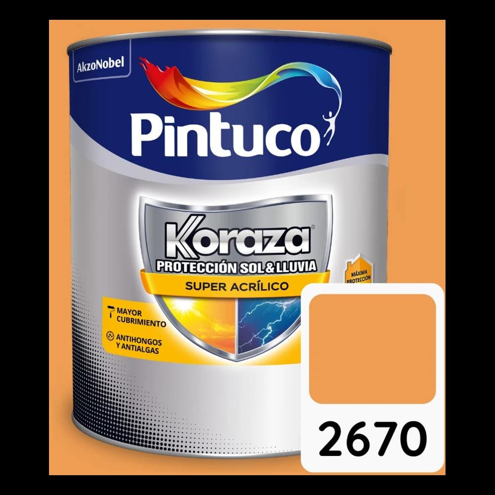 Pintura Koraza Oro mate 2670 Súper acrílica Galón 3.79 L
