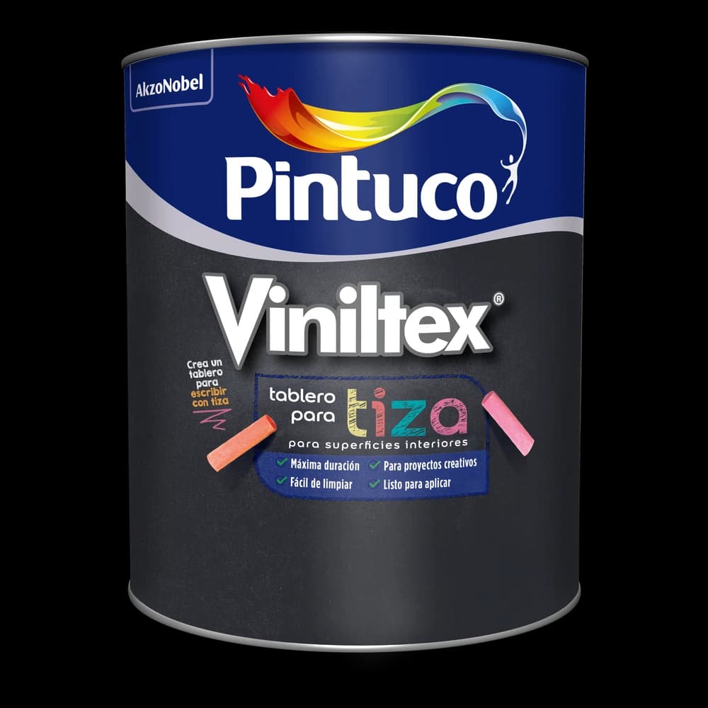Pintura Viniltex Tiza Negro pizarra Cuarto 0.95 L